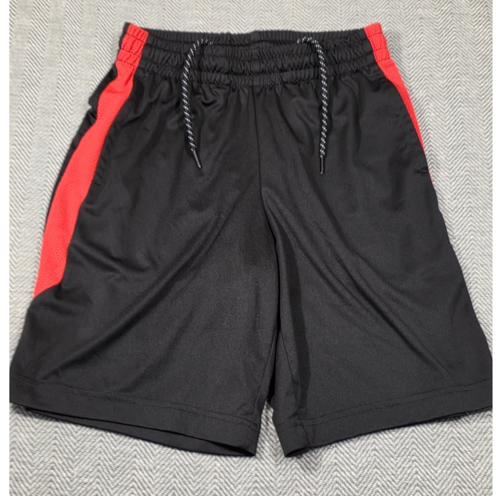 Tek‎ Gear Dry Tek Boys Athletic Shorts Black Red Stripe Size Small S Gym Sports